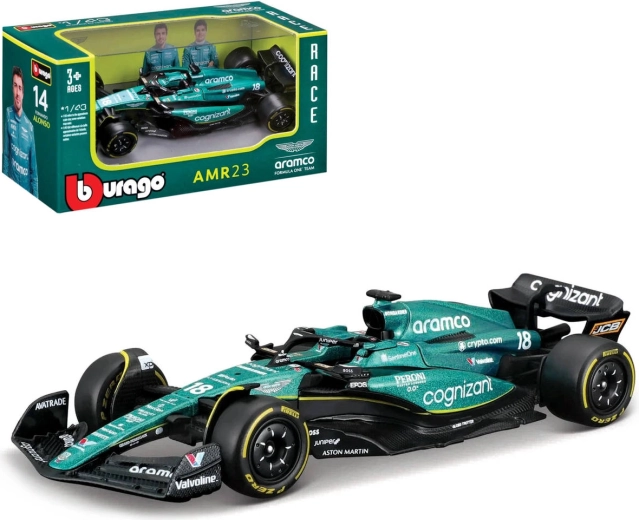 BBurago Aston Martin AMR23 Lance Stroll modellino di Formula 1 1:43