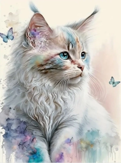 Mosaico di diamanti – gatto bianco