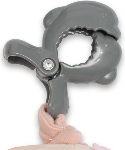 Clip di sicurezza per fissaggio a passeggino e seggiolino auto