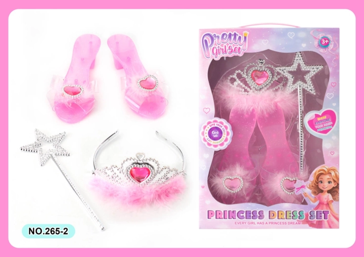 Set di accessori per piccola principessa – scarpe, tiara e bacchetta magica