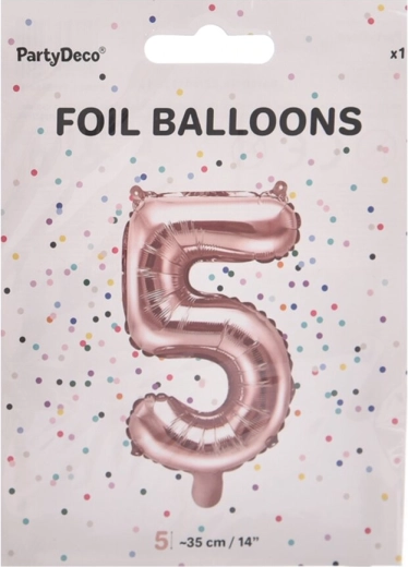 Palloncino in foil numero 5 rosa perlato 35 cm