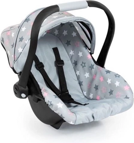Seggiolino auto per bambole Bayer con cappottina, stelline, grigio