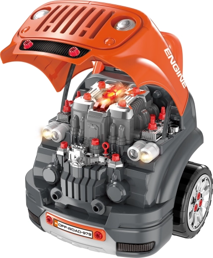 Cofano apribile e motore realistico