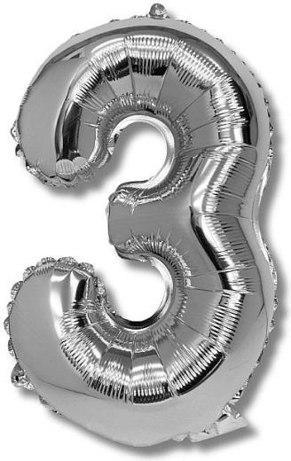 Palloncino in foil numero 3 argento 40 cm