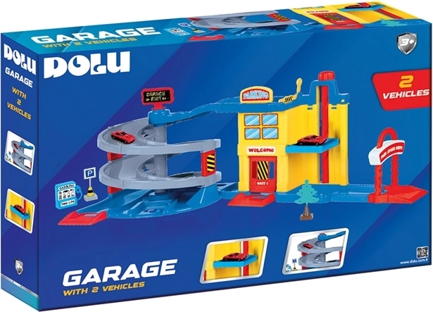 Garage per bambini DOLU con scivolo e 2 macchinine