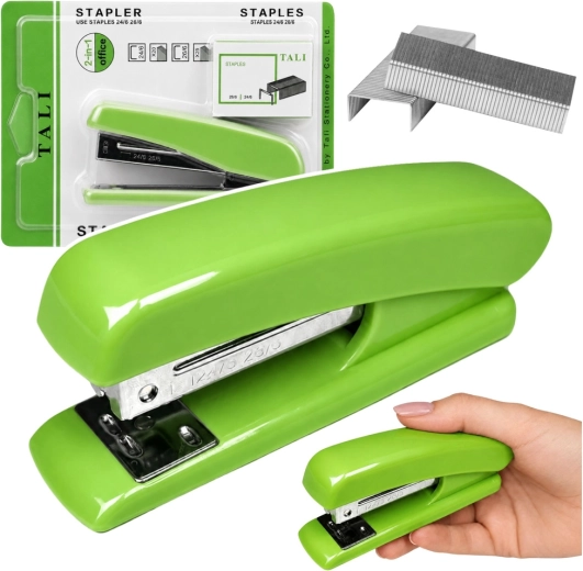 Cucitrice da ufficio verde per graffette 24/6 e 26/6 con punti - 1 pezzo