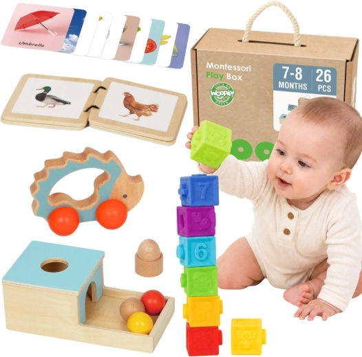 Box sensoriale educativo Montessori Woopie Green 6 in 1 per bambini dai 7–8 mesi