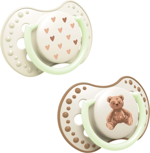 Ciuccio dinamico in silicone luminoso LOVI Teddy love 18m+ (2 pz)