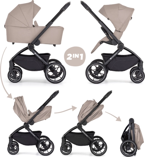 Passeggino combinato Petite&Mars Scout 2in1 antracite moon