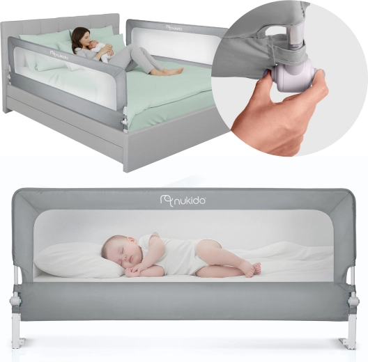 Spondina di protezione per letto 200 cm Nukido, grigia