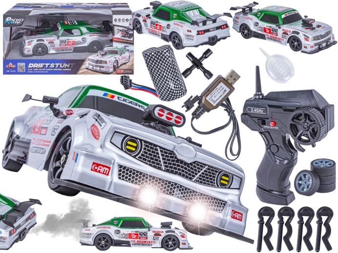 Auto RC drift Dodge 1:16 4WD 2,4 GHz con vapore e luci LED - 1 pezzo