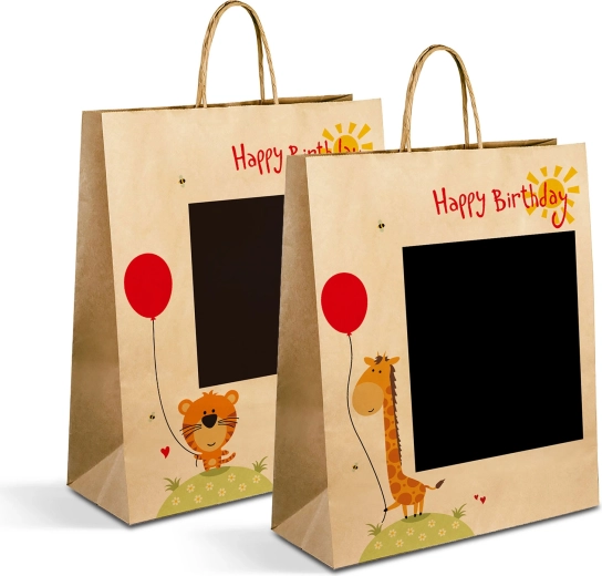 Borsa regalo di carta Kraft per bottiglia 26,5 × 12,7 × 33 cm - 1 pezzo