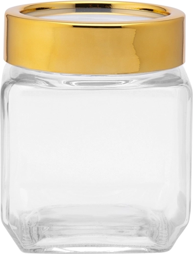 Altom Design barattolo in vetro quadrato con coperchio dorato 500 ml