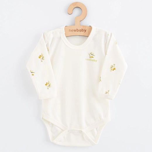 Body neonato a maniche lunghe in cotone biologico NEW BABY Olive, taglia 74 (6–9 mesi)