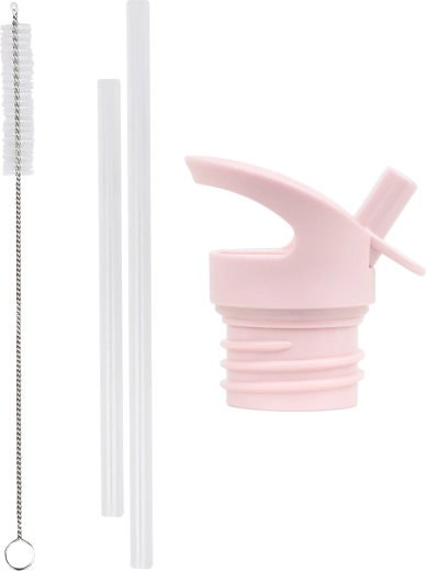 A Little Lovely Company set di tappo, spazzolino e cannuccia per bottiglia in acciaio inox con motivo cuori