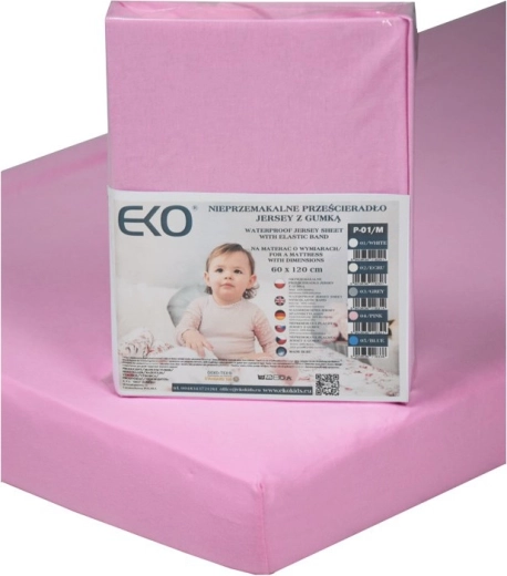 Lenzuolo impermeabile EKO con elastico in jersey rosa 120 × 60 cm