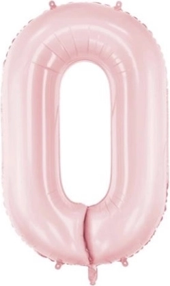 Palloncino in foil a forma di cifra 0, opaco, rosa chiaro, 86 cm