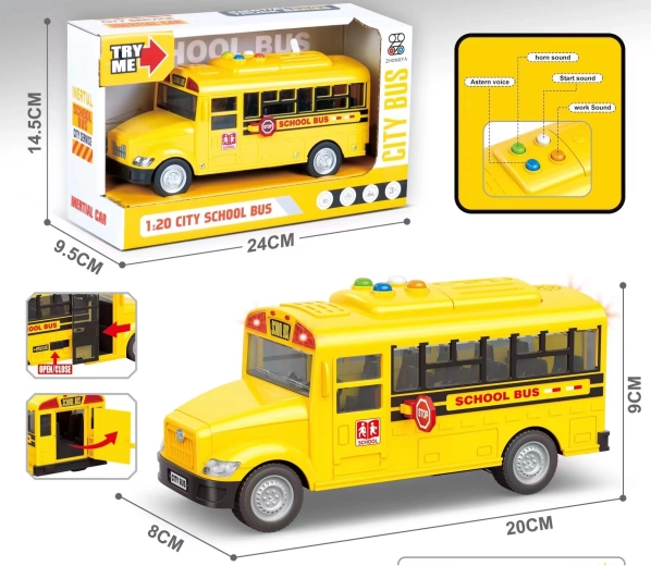 Autobus scolastico con luci e suoni 1:20