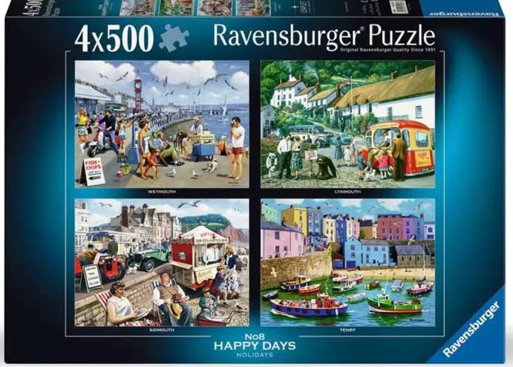 Puzzle Ravensburger Happy Days: Vacanza 4×500 pezzi