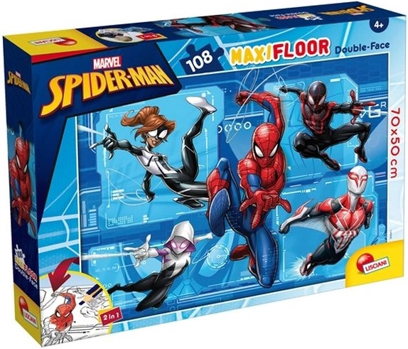 Lisciani Marvel maxi puzzle da pavimento Spider-Man 108 pezzi fronte/retro