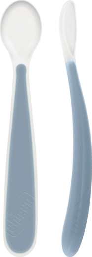 Cucchiaino in silicone Chicco Soft blu 2 pz, 6m+