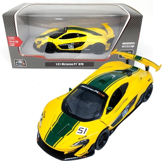 Modello d'auto in metallo McLaren P1 GTR 1:31 con luci e suoni