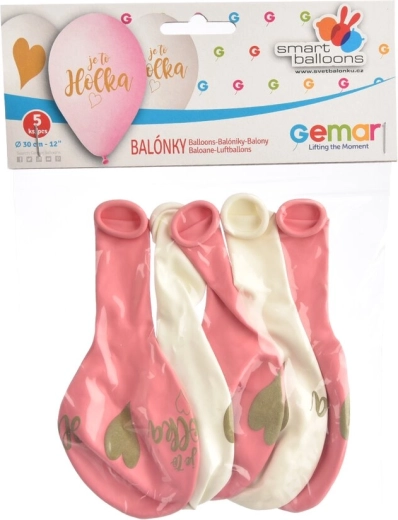 Palloncini in lattice “È una femmina” rosa-bianco 5 pz