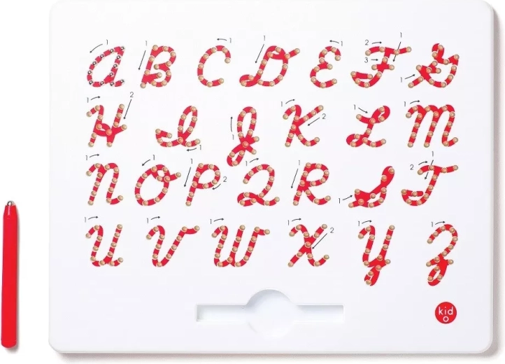 Tavoletta magnetica Kid O per esercitarsi con le lettere maiuscole in corsivo