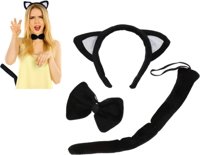 Set di Carnevale da gatto con orecchie nere