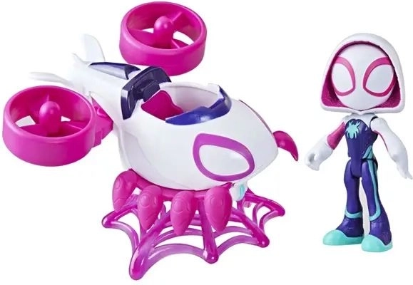 Veicolo bianco e rosa con motivo a ragnatela