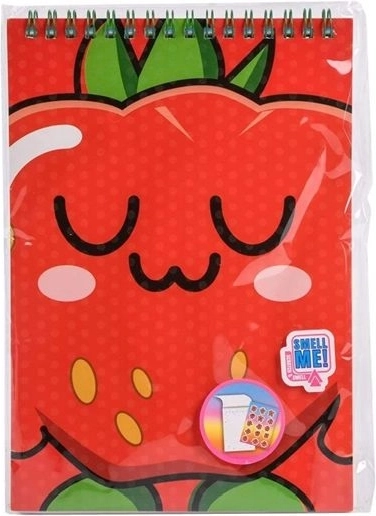 Fruitysquad quaderno profumato A5 con spirale e adesivi (fragola)