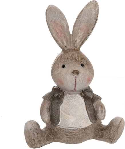 Decorazione in ceramica con coniglio beige 14 cm