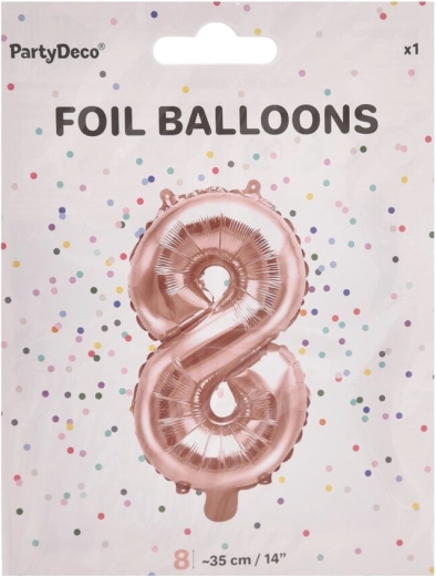 Palloncino in foil numero 8 rosa perlato 35 cm