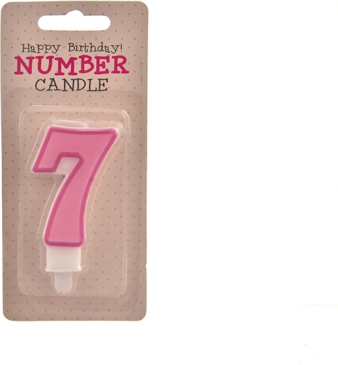 Candela per torta numero 7 rosa 7 cm