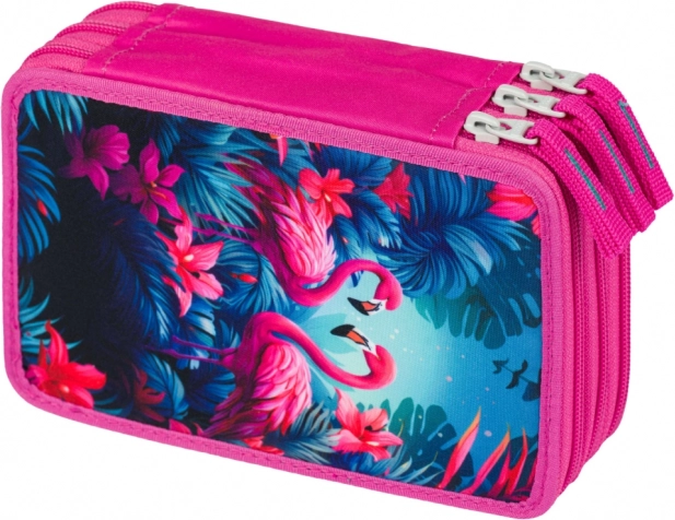 Astuccio scolastico a tre piani Flamingo