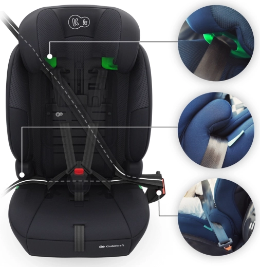 Installazione con cintura a 3 punti e chiaro instradamento della cintura
