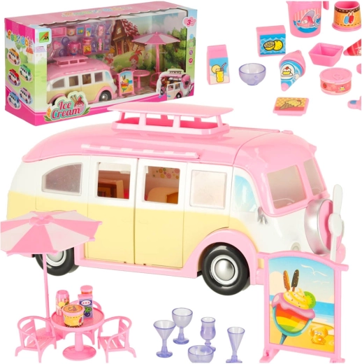 Camper pieghevole con gelateria e accessori, 30 pezzi