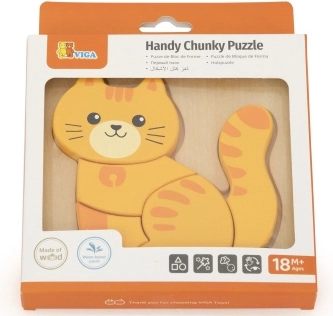 Puzzle in legno Viga con gattino rosso