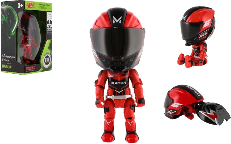 Action figure snodabile del motociclista 12 cm con casco rimovibile
