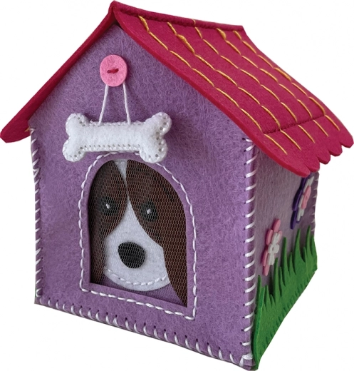 Scatoline in feltro Cagnolino viola TOYS INN – set creativo di cucito per bambini
