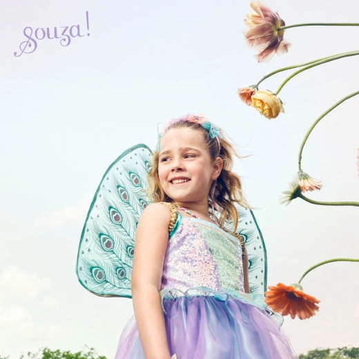 Souza! costume da bambina Fata Tamara con ali di pavone (98–104 cm)