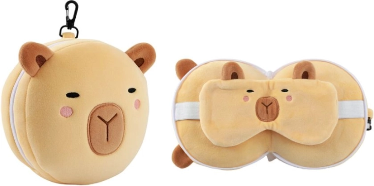 Cuscino da viaggio con mascherina per gli occhi i-Total capibara