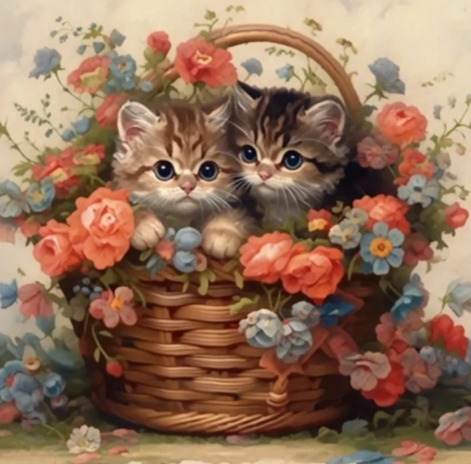 Norimpex Diamond painting gattini nel cestino 30 × 40 cm