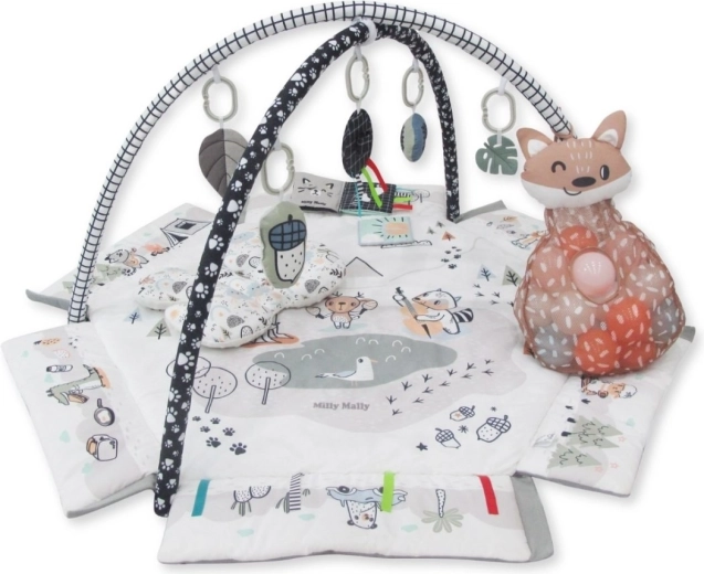 Tappetino gioco e sensoriale 5in1 Minky con palestrina e palline