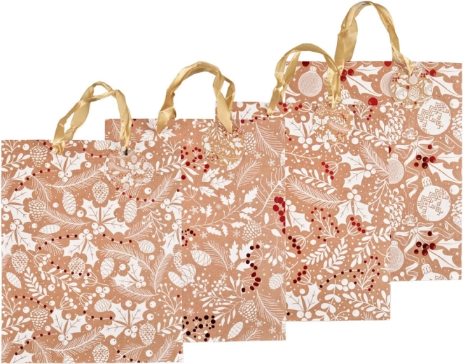 Busta regalo natalizia in carta con goffratura 26 × 10 × 32 cm (4 varianti)