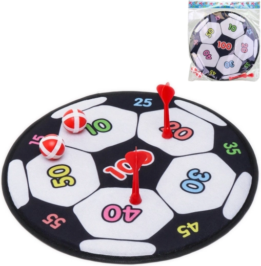 Bersaglio in tessuto con velcro a tema calcio con freccette e palline