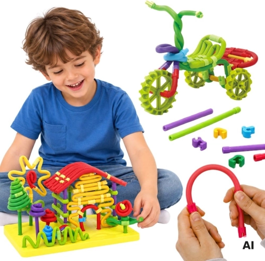 Kit creativo 3D Woopie con bacchette flessibili, 160 pezzi