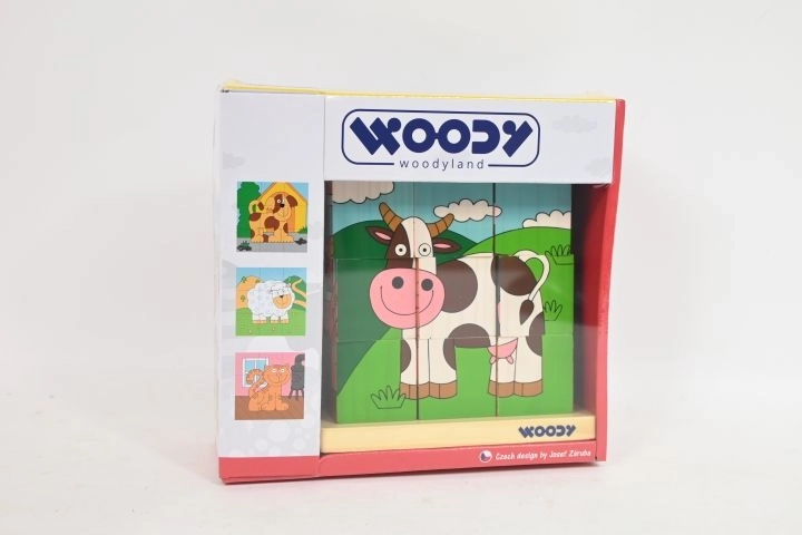 Cubo in legno WOODY da infilare con animaletti, 9 cubi