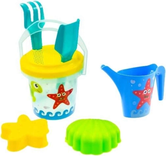 Set da sabbia e acqua Mochtoys con secchiello, setaccio e annaffiatoio - 1 pezzo