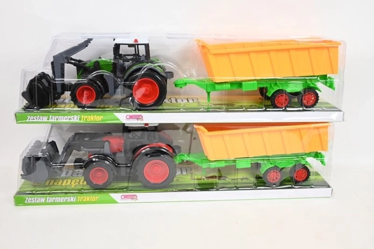 Trattore per bambini con pala anteriore e rimorchio
